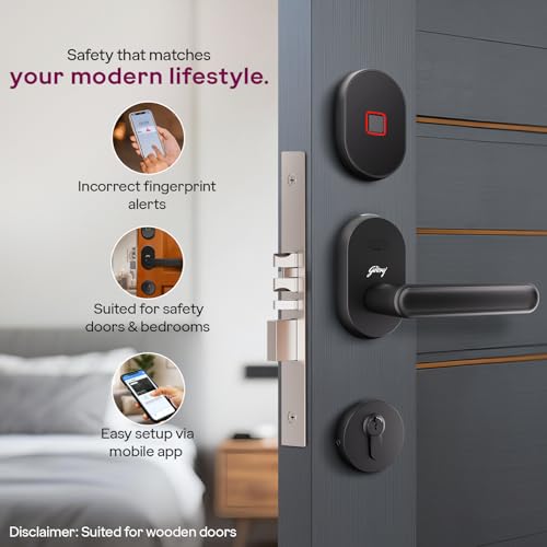 Image of Godrej Advantis Smart Lock | GSL D1R | 3 in 1 Digital Lock I Fingerprint, Mobile App & BLE | Ideal for Right-Hand, Outside Opening Doors I 3-Yrs Warranty I Made in India |Black