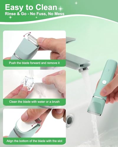 Image of AREYZIN Bikini Trimmer for Women,3-in-1 Electric Shaver for Womens,Electric Razors and Body Shaver, IPX7 Waterproof,USB-C Charging,Travel Trimmer for Face, Legs,Bikini Line & Foil,Light Green