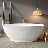 FerdY Koh Samui 65' Acrylic Freestanding Bathtub, White Modern Stand Alone Bathtub Soaking Bathtub,...