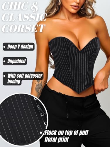 Image of ChiaoLezhee Heart Corset Top For Women, Sexy Concert Outfits Going Out, Strapless Crop Top, Overbust Bustier
