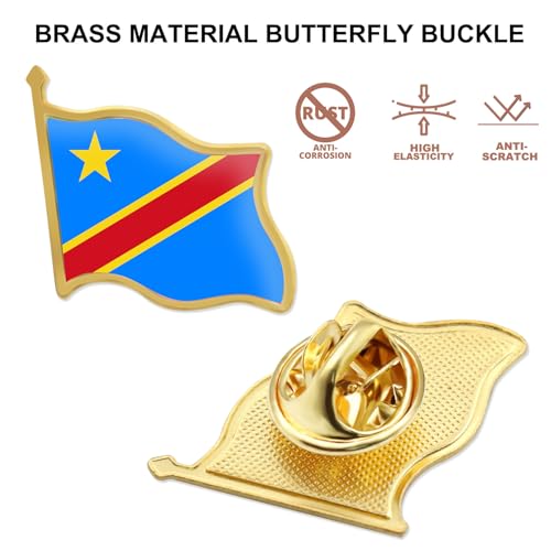 Image of 12 /24 /50 /100Pcs Official Congo Flag Pins Bulk - Metal DR Congo Kinshasa DRC National Lapel Pin
