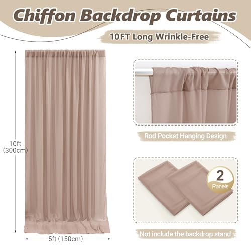Cortinas de fondo taupe 10ft x 10ft 2 paneles de chiffon miniatura 3