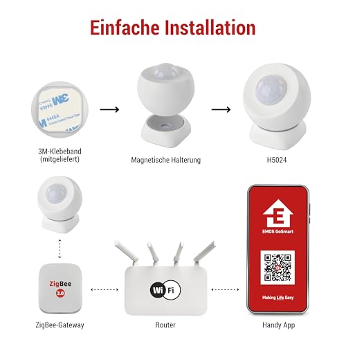 Capteur de mouvement ZigBee EMOS avec angle de détection 90°