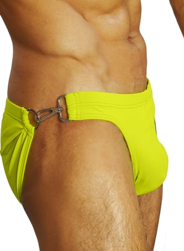 MIZOK Men's Sexy Swim Briefs Low Rise Bikini Swimsuit with Buckle Ring4