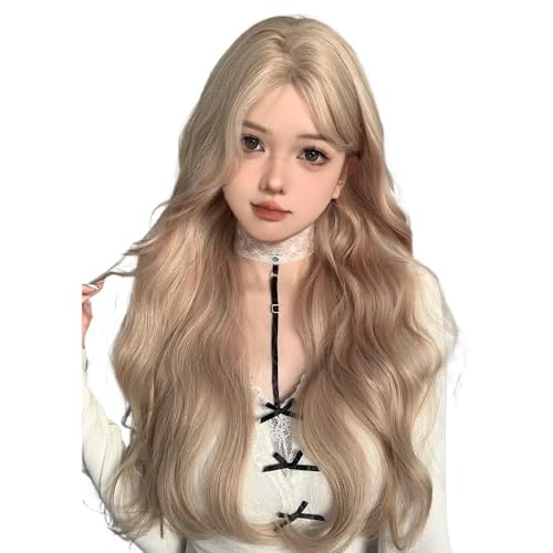 Perruque cheveux bouclés longs frange soignée volume ondulé frisé parfait