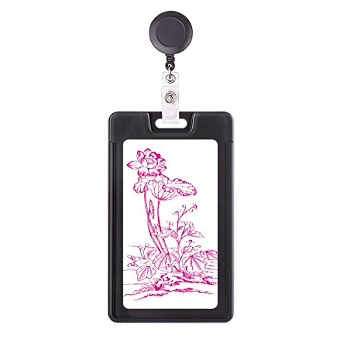 Porte-badge rétractable en forme de fleur de lotus et plante aquatique