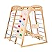 VEVOR Indoor Playground Jungle Gym, 9-in-1 Montessori Climbing Toys for Toddlers, 250LBS Wooden Indoor Playground Playset with Monkey Bar, Swings, Slide, Rope/Wooden Ladder, Climbing Net, Bar & Rock
