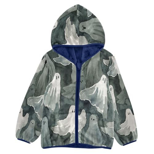 Ghostly Figures in Watercolor Style Toddler Fleece Jacket Girl Boys Hooded Fleece Jacket Coat Warm