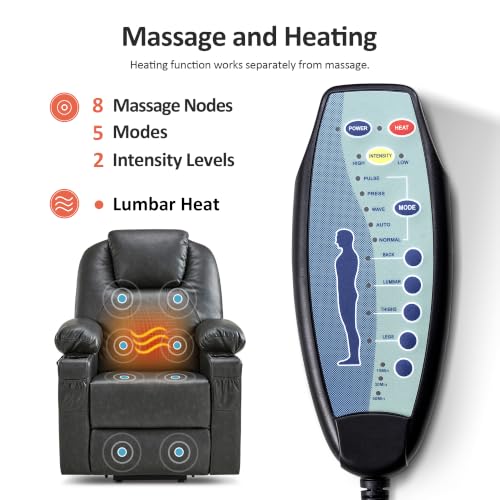 Image of MCombo Small Power Lift Recliner Chair for Elderly, Heat and Massage 7141