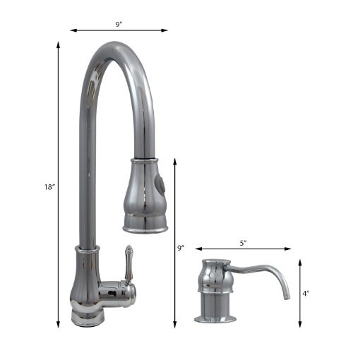 Dyconn Baltic Tb001-A17 18-Inch Modern Single Handle Pull Out Dual Spray Kitchen Faucet With Matching Soap Dispenser (Chrome) #TOP3