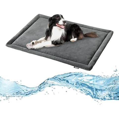Allisandro Water-Proof Dog Bed, Washable Mat Crate Pad, Durable Pet Beds Soft Dog Mattress, Anti-Slip Kennel Pads for Dogs, Cats and Small Animal, Grey (30 x 19 Inches) Cover