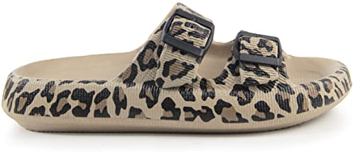 BenSorts Women Men Pillow Sandals EVA Thick Sole with Buckles Leopard Black4