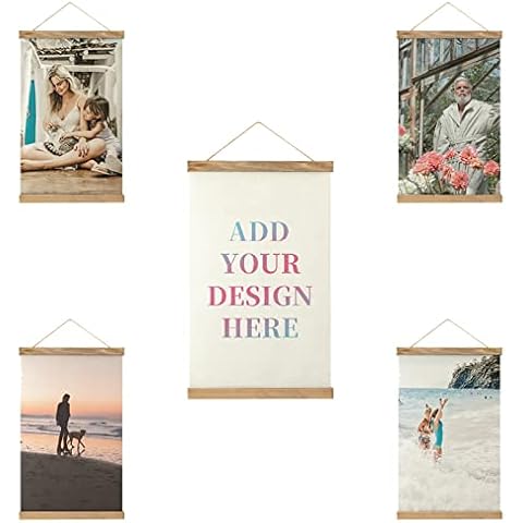 wxyzdq Custom Hanging Poster Personalized Wall Art Design Your Own Photo Text Hobby Adjustable Wooden Frame Thick Fabric Canvas Scroll Poster Prints Room Decor for Living Room Bedroom Study Cover