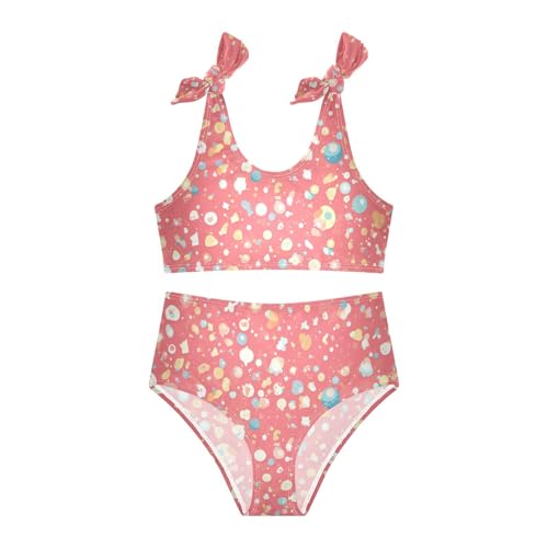 KLL Red Glitter Texture Girls' Two Pieces Bikini Set Scoop Neck Swimsuits Swimwear Adjustable Strap3