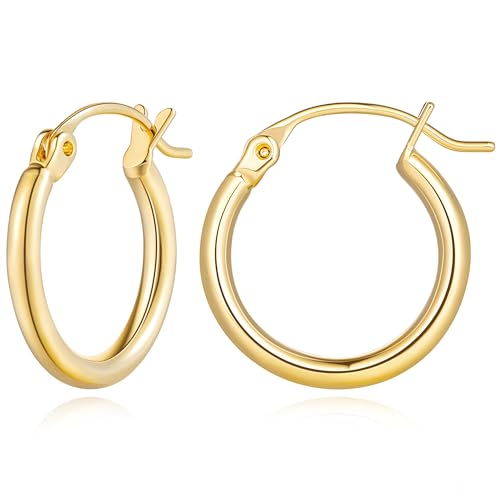 14K Gold Plated Hoop Earrings, Huggie Hoop Earrings for Women