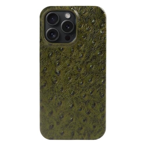 Coque arrière de luxe pour iPhone 15 Pro et 14 étui motif autruche Vert Amy