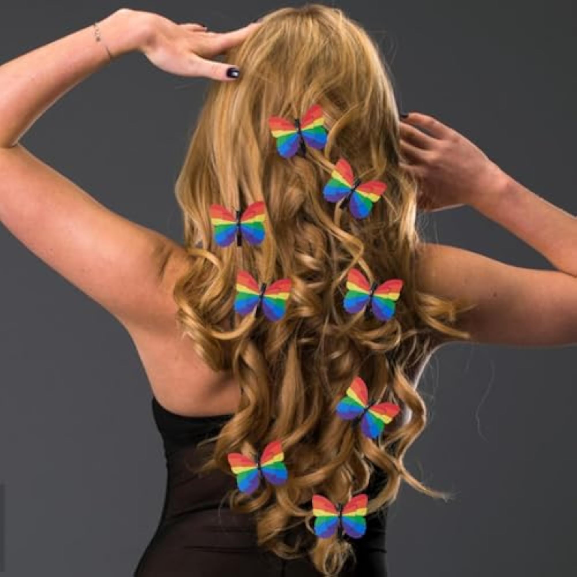 8Pcs Rainbow Butterfly Hair Clips Cute for Masquerade