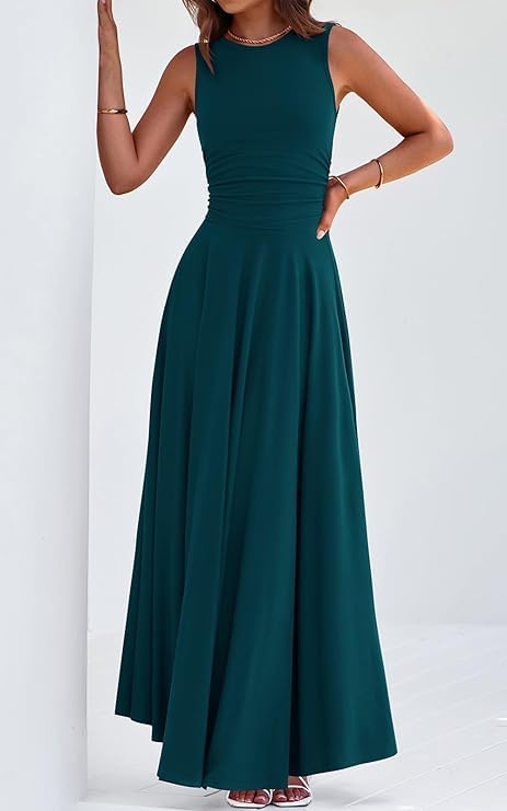 Image of PRETTYGARDEN Womens Summer Dresses 2026 Casual Sleeveless Crewneck Aline Maxi Dress Stretch Tank Flowy Long Dresses