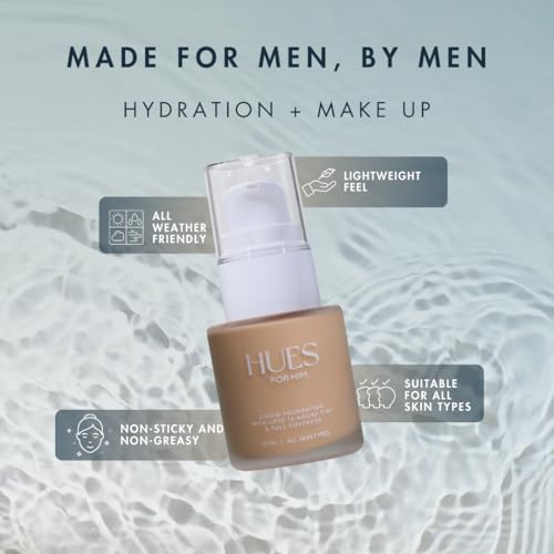 Image of Men Full-Coverage Foundation Mens Face Moisturizer Cream, Face Makeup for All Skin Types, Evens Skin Tone, Oil Control and Cover Flaws, Natural 240 (Deep Espresso), 20ml