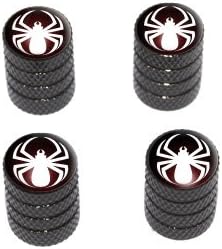Spider White - Tire Rim Valve Stem Caps - Black