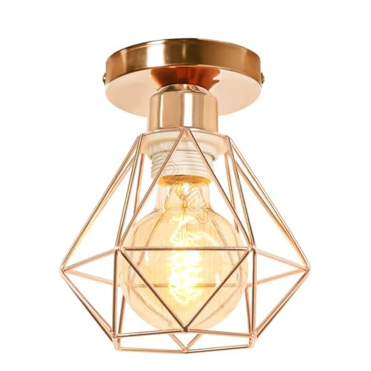 TOKIUS Plafonnier Industriel Vintage Luminaire E27 Rétro Lustre Suspension Design Métal Cage Ø160mm éclairage plafond Pour Salon Cuisine Chambre