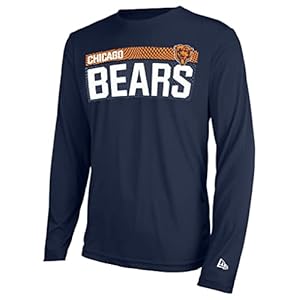 New Era mens NFL Measured Dri-Tek Long Sleeve Pro Football Tagless T-Shirt, Chicago Bears Navy, Large