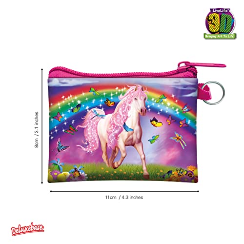 3D Livelife Coin Purse - Pink Pony Dazzle From Deluxebase. Lenticular 3D Horse Purse. Cash, Coin And Card Holder With Secure Zipper Featuring Artwork Licensed From Renowned Michael Searle #TOP1