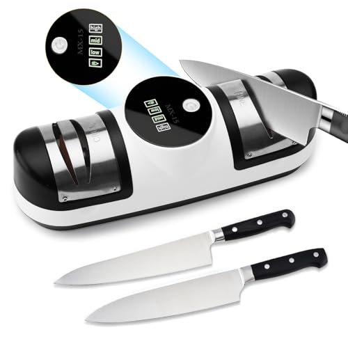 HENGBIRD Afiladores Eléctricos, 3 En 1 Afilador Cuchillos Profesional con Cable de Carga USB, Rápidos Nítidos Poco Ruido, Afilador de Cocina, para Procesar y Afilar Todo Tipo de Cuchillos de Cocina