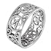 Sterling Silver Wide Filigree Pentacle Band Ring (Sizes 4-15)