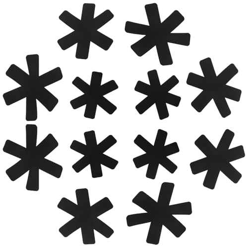 STOBOK 15個 無地グレー不織鍋底保護パッド 調理器具傷防止仕切り付きパンスペーサー 耐熱鍋敷きマット キッチン収納 持ち運び用食器保護