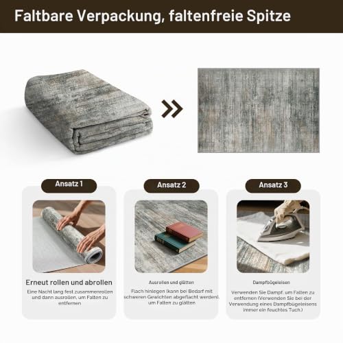 GENIMO Waschbar Teppich Wohnzimmer 160x230 cm Kurzflor Grün – Ansicht 5