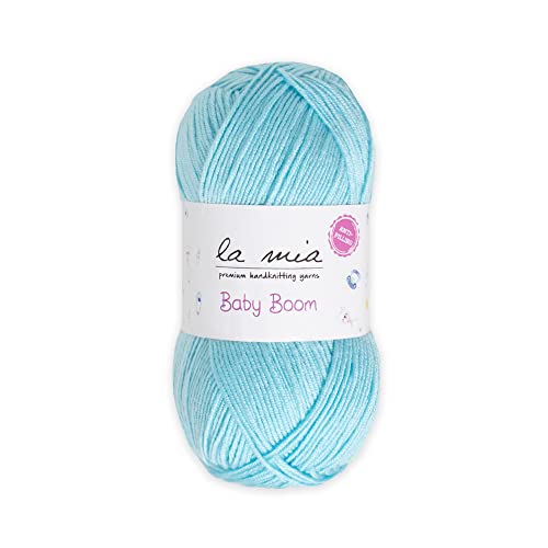 1 Skein La Mia Baby Boom, 100% Antipilling Acrylic Yarn for Knitting and Crochet for Knitting and Crochet, 100 g (3.5 oz) / 250 m (273 Yards), Weight 3 : Light-Dk, Cyan - 502