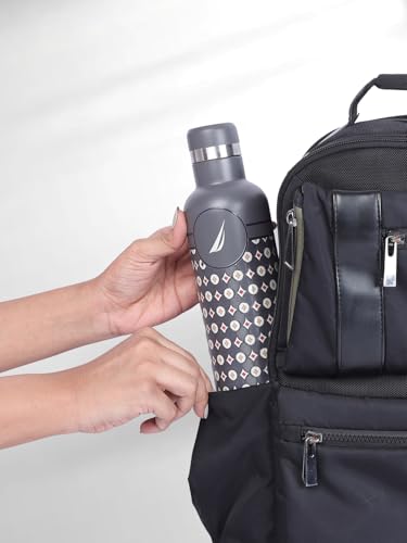 Image of NAUTICA Premium Leak-Proof Insulated Water Bottle - 1pc (Yacht)| 500ml | Stainless Steel Flask with 24 Hours Temperature Retention | Ideal for Travel, Gym, Office Use Oreo Printed-Grey /Beige