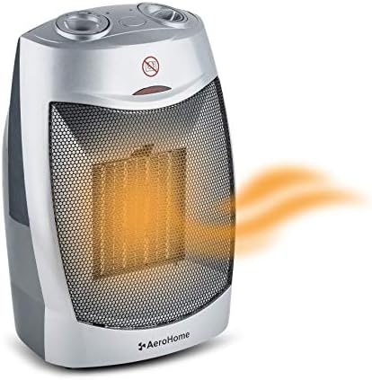 AeroHome 1500W / 750W Ceramic Portable Space Heater Indoor Electric Heater with Overheat & Tip Over Protection - Personal Room Heater with Thermostat Control for Home Bedroom and Office