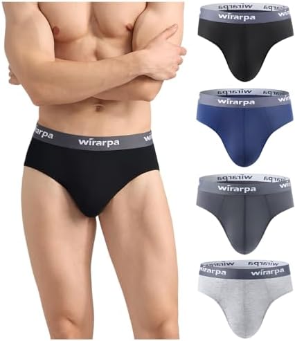 wirarpa Men's Cotton Stretch Underwear Support Briefs Wide Waistband Multipack