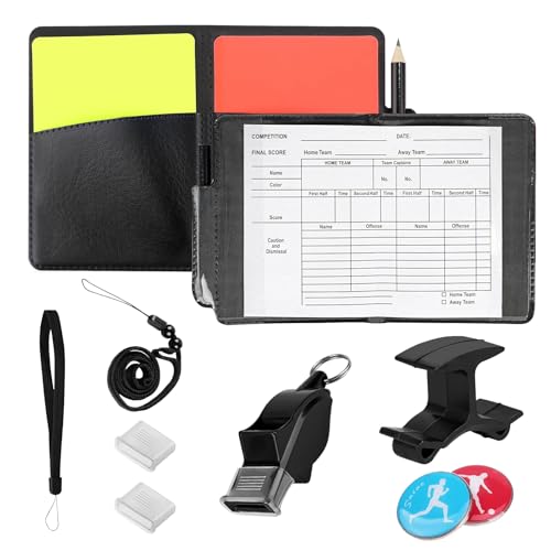 [Design Portatile] il set arbitro adotta un design pieghevole a portafoglio, inclusi cartellini rossi e gialli, con colori vivaci e accattivanti, che possono essere rapidamente rimossi e reinseriti. c'è un portapenne sull'altro lato per una facile conservazione. è leggero e compatto e può essere trasportato in giro