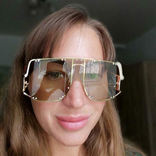 Image of COTIA /Fashion Square Sunglasses Women New Oversized Mirror Men Shades Glasses Luxury Brand Metal Rivet Fashion Female Eyewear