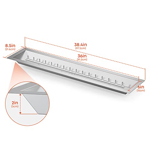 Stanbroil 36" x 6" Drop-in Fire Pit Pan with Jet Burner, Upgraded Stainless Steel Fire Table Pan for Higher Flame, 65k BTU Max, Linear by Stanbroil - Image 2