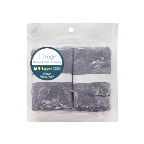 L'Ange Cotton Muslin 9-layer Bibs (2pk) (Gray)
