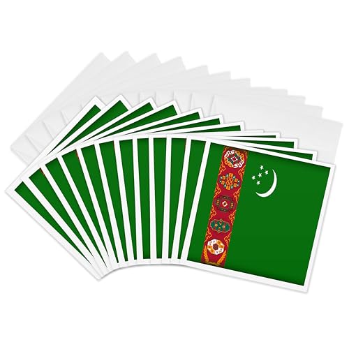 Carte de voeux drapeau Turkménistan lot de 12 pour correspondances urgentes