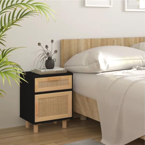 Table de chevet en rotin noir lot de 2 tables pour chambre chaleureuse - 5