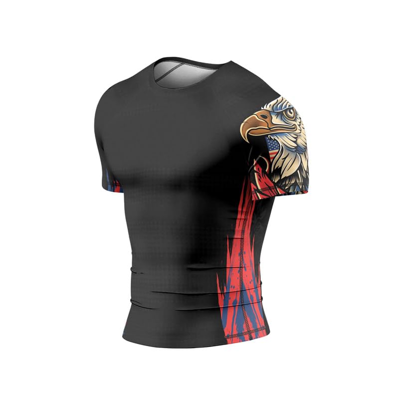Men's Patriot Rash Guard Short Sleeve – Performance Fit Compression Shirt for MMA BJJ Grappling & Jiu Jitsu3