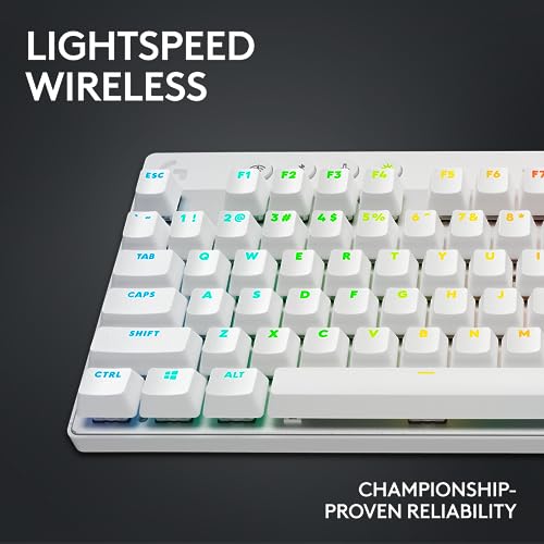Image of Logitech G PRO X TKL Lightspeed Wireless Gaming Keyboard, Ultra-Portable Tenkeyless Design, LIGHTSYNC RGB, PBT keycaps, Tactile Switches (GX Brown) - White