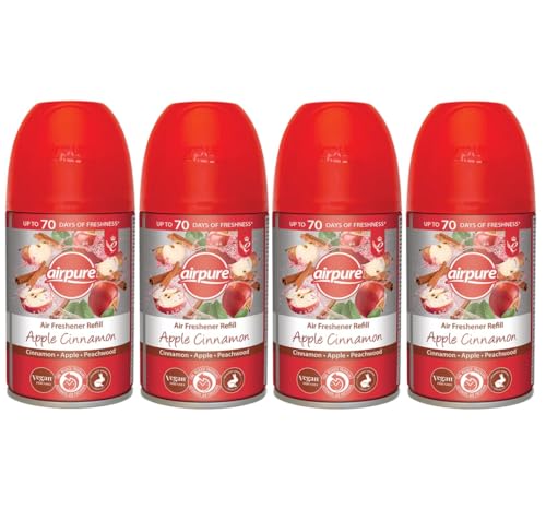 Airpure Air Freshener Refill Tins (4 x 250ml) Automatic Air Freshener Refills (Apple Cinnamon)