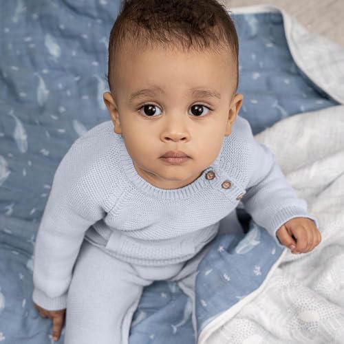 Image of aden + anais Dream Blanket, 100% Organic Cotton Muslin Blankets for Girls & Boys, Ideal Lightweight Newborn Nursery & Crib Blanket, Oceanic