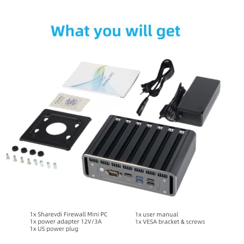 Image of Fanless Firewall Mini PC 12th CPU Intel N100(up to 3.4GHz), 6 x Intel 2.5GbE i226 LAN Ports, Network Gateway Soft Router AES NI /HD /COM / 8GB DDR5 128GB M.2 NVME SSD