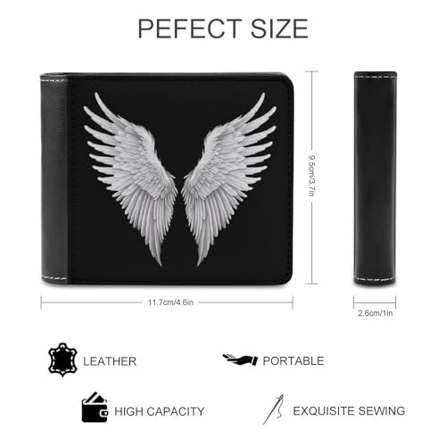 Angel Wings Leather Wallet Minimalist Cash Card Holder Bifold Durable Purse2