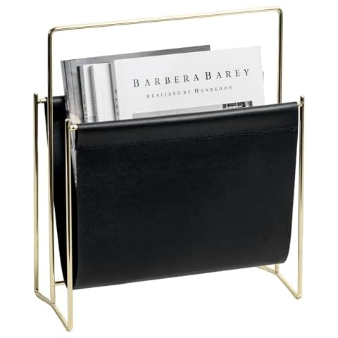 MyGift Magazine Holder with Gold Tone Frame Cover