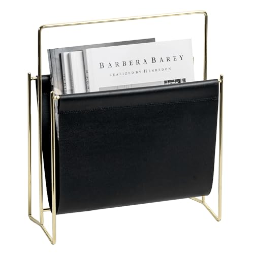 MyGift 13 Inch Modern Black Leatherette Magazine Holder Floor Sta...