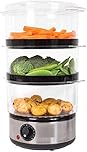 3 Tier Food Steamer / 6 Litre/Compact Design / 3 Separate Compartments & Rice Bowl/Healthy Cooking Of Vegetables, Meats & Fish / 60 Minute Timer Function / 400W